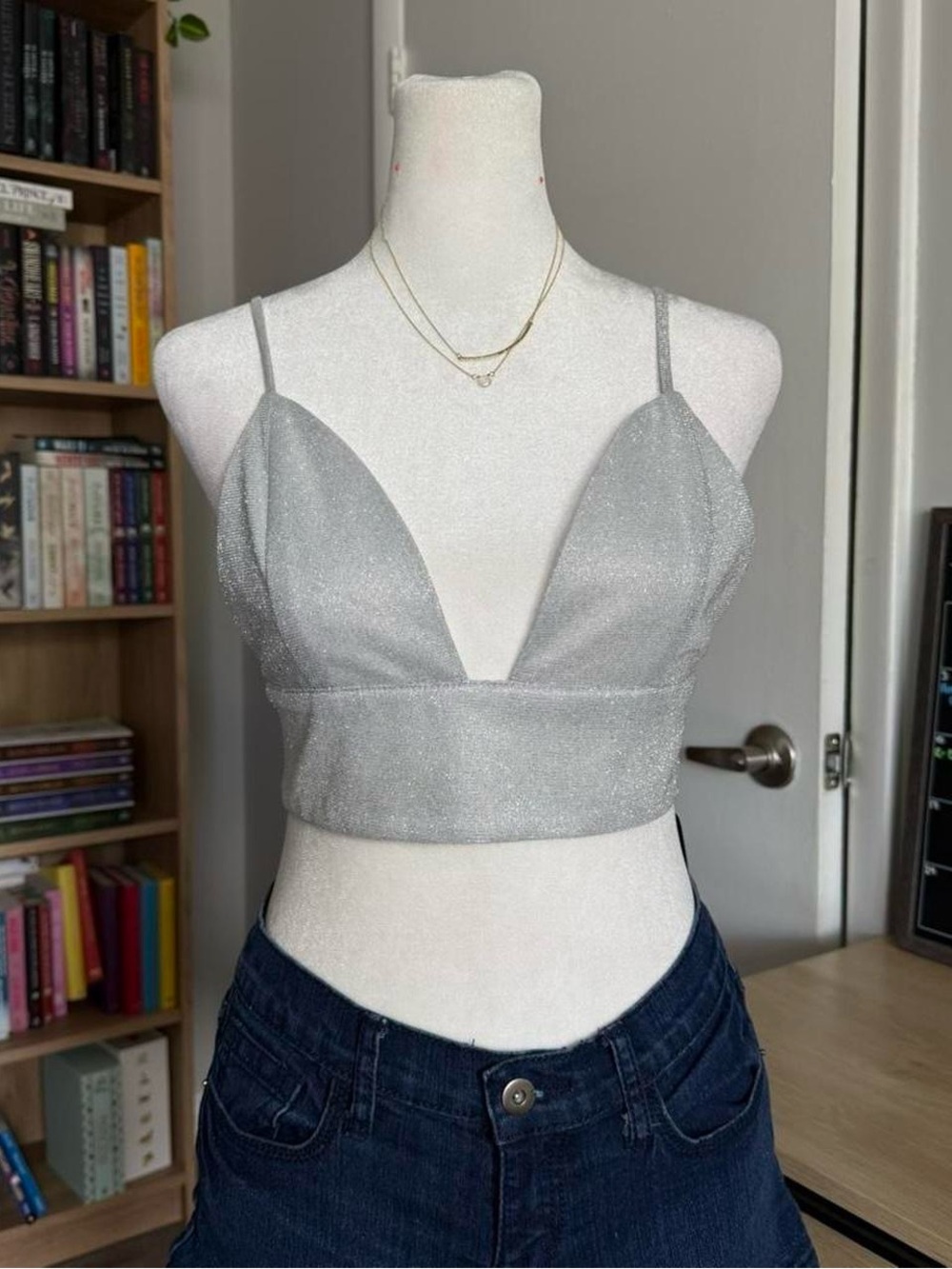 bnwt silver sparkled bralette top